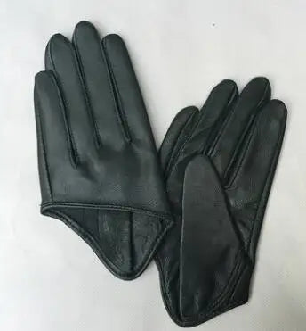 Guantes cortos de piel de oveja para mujer, otoño-invierno, diseño de media palma