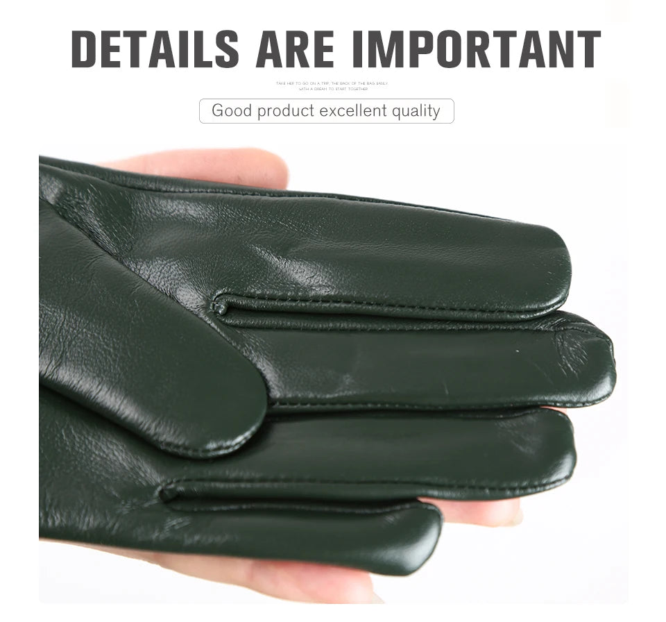 Guantes de cuero de moda para mujer: mitones cálidos de invierno