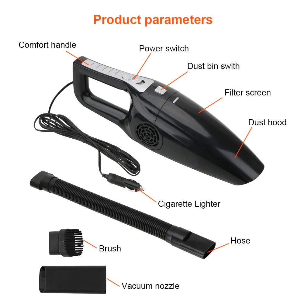 Car Vacuum Cleaner Wet & Dry - 12V 120W High Suction