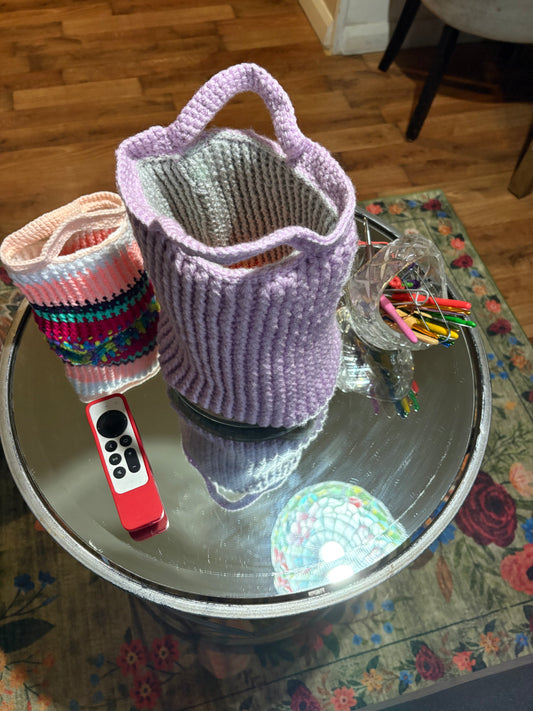 Handmade Crochet Mini Tote Bag – Lilac