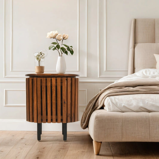 Compton Mango Wood Bedside Table - Bascora