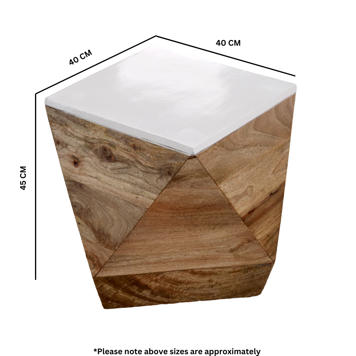 Bianco Solid Mango Wood White Side Table - Bascora