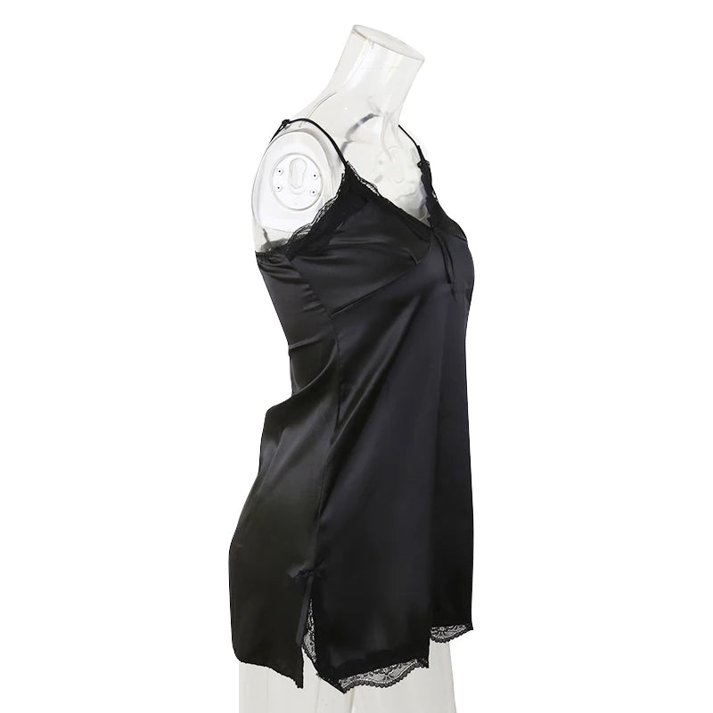 Women's Lace V-Neck Nightdress - Sleeveless Sleepwear