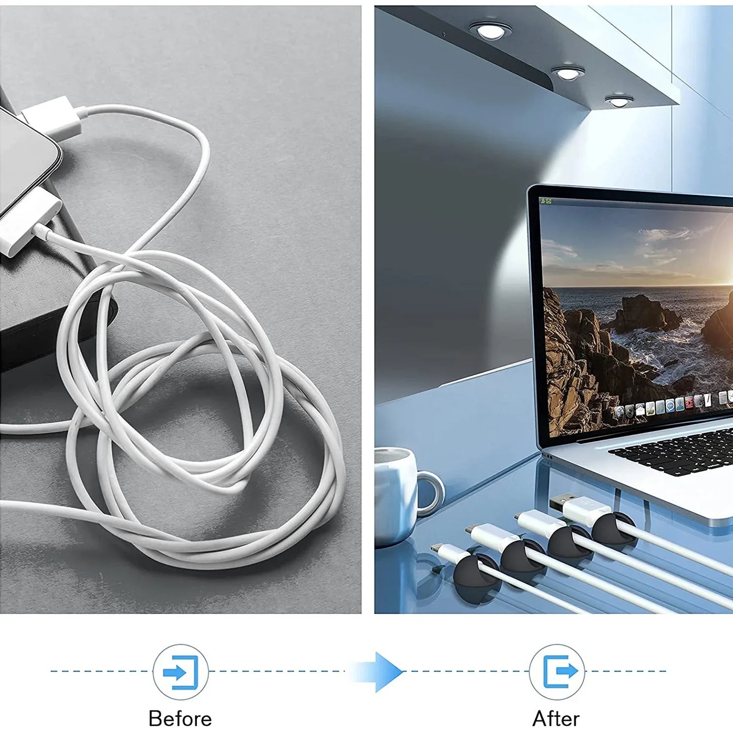Mini Cable Winder Organiser - Desk Tidy Cord Holder - Bascora