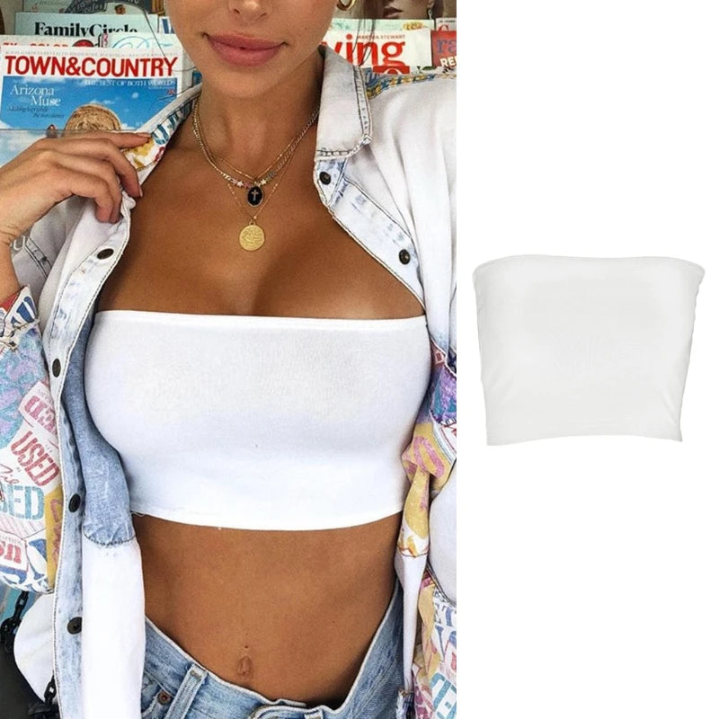 Women's Summer Strapless Tube Top - Off Shoulder Bandeau
