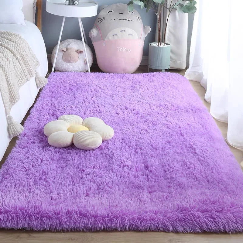 Tie-Dye Fluffy Carpets - Warm Plush Floor Mats for Kids