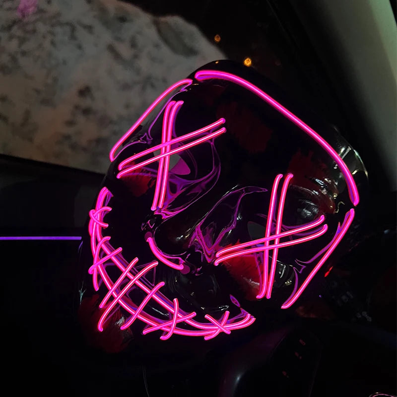 Wireless Neon LED Purge Mask - Glow in Dark Halloween Mask