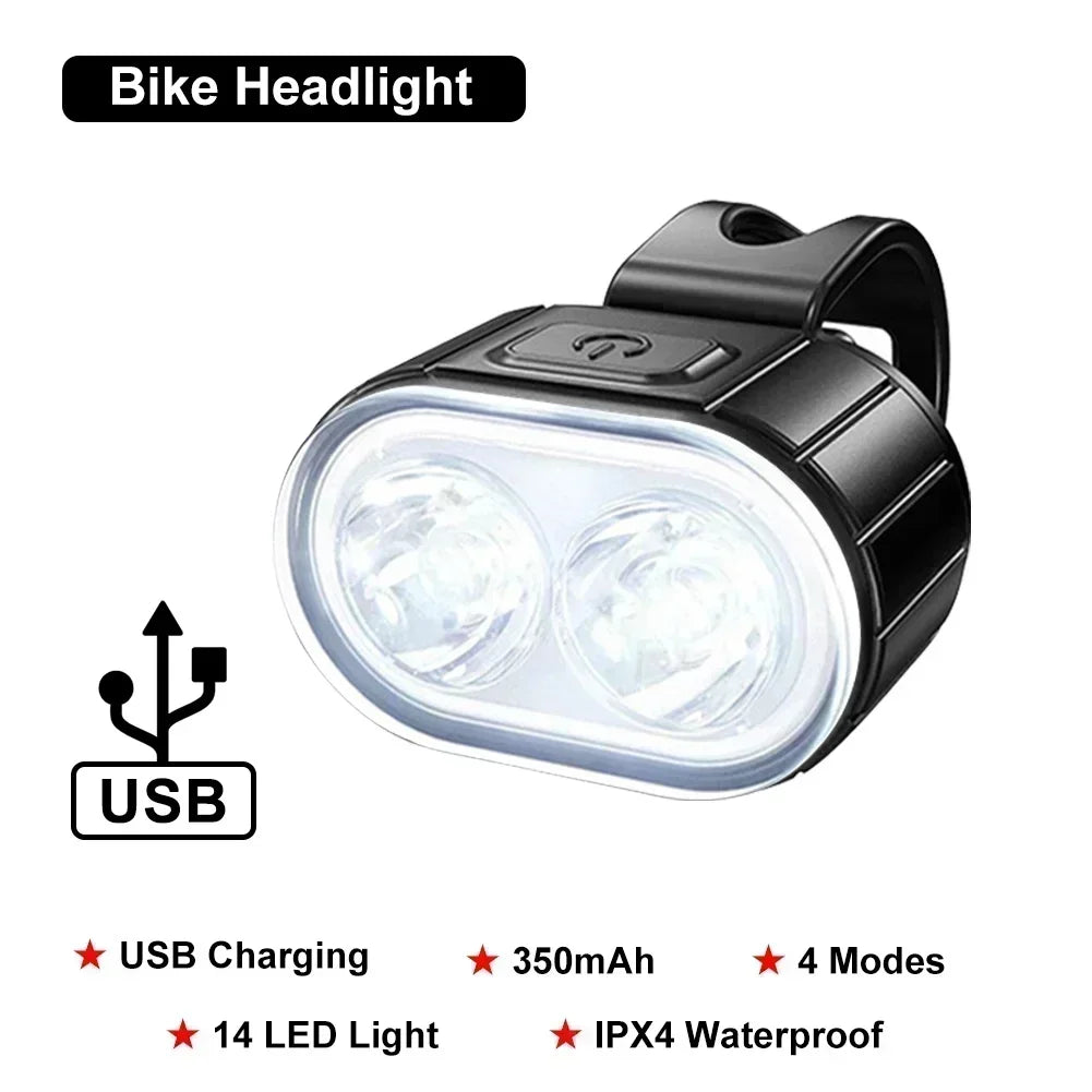 Bike Light Set - USB Rechargeable Front and Rear Lamp