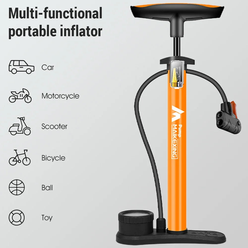 Bike Pump with Gauge - 160PSI Multi-Functional Inflator