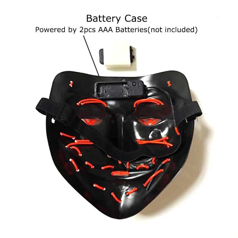 Wireless Neon LED Purge Mask - Glow in Dark Halloween Mask