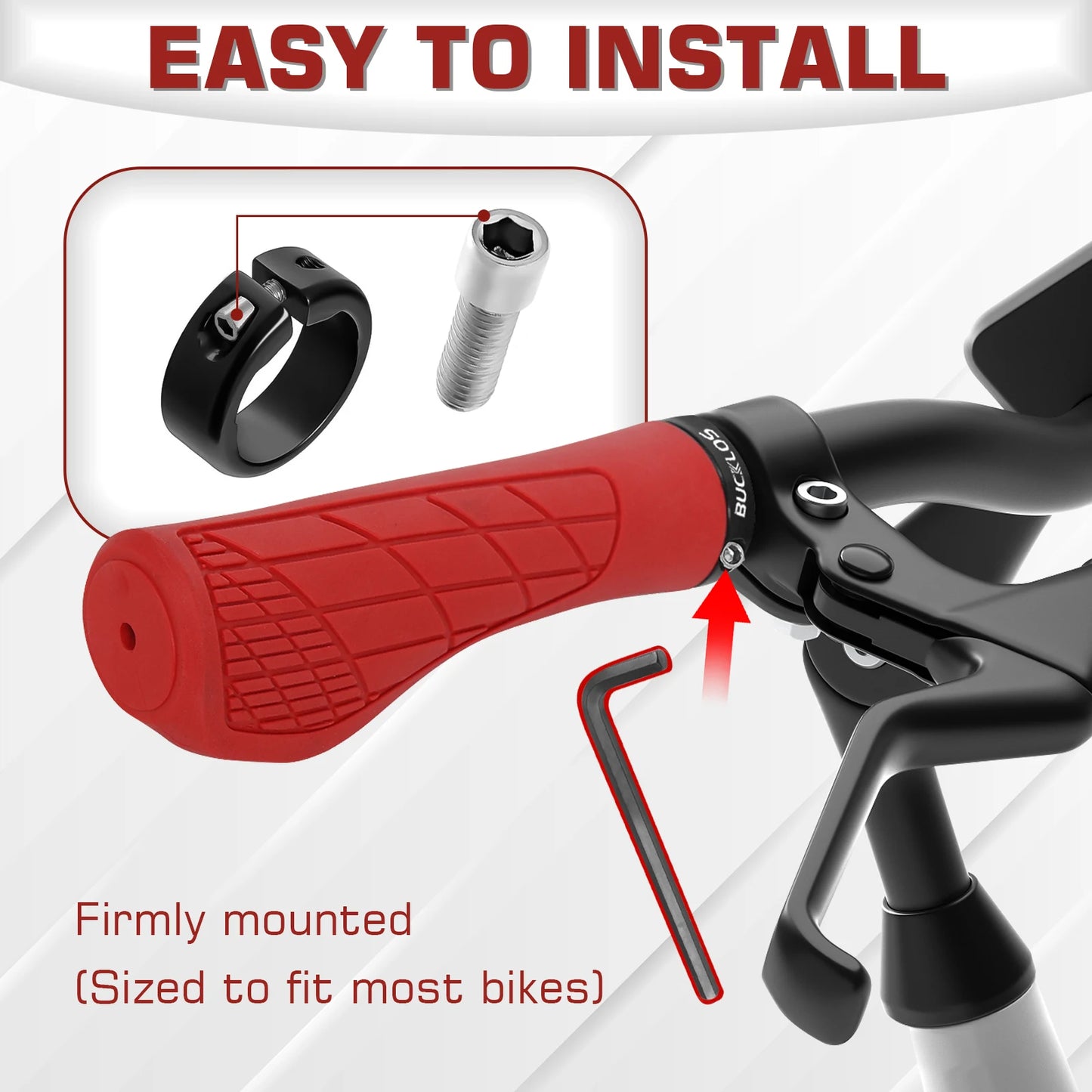 Bicycle Handlebar Grip - Rubber Shock Absorbing Lockable MTB