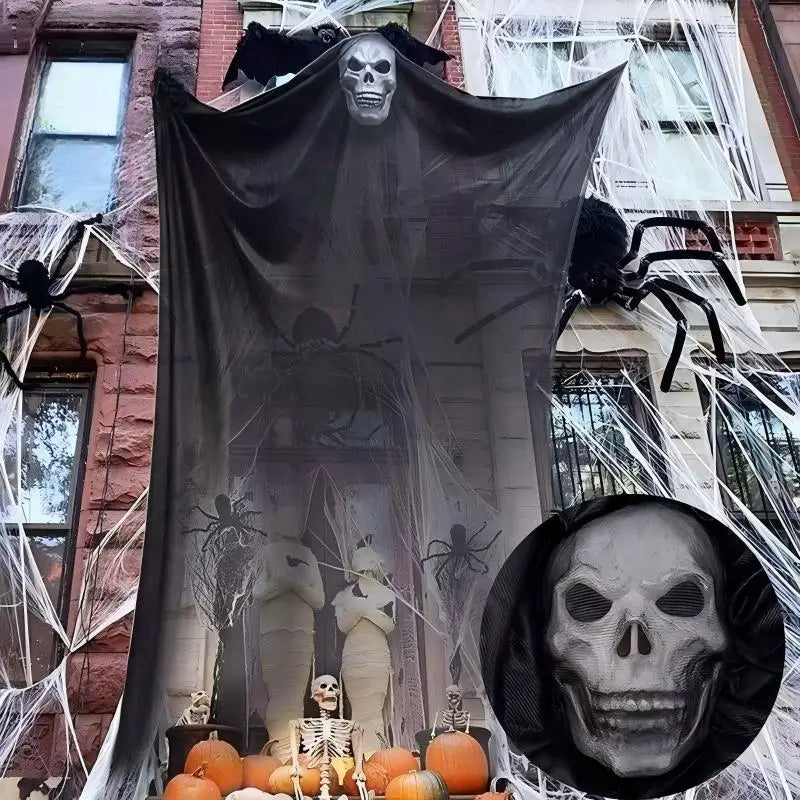 Halloween Hanging Ghost Mask Door Curtain - Haunted House Decor