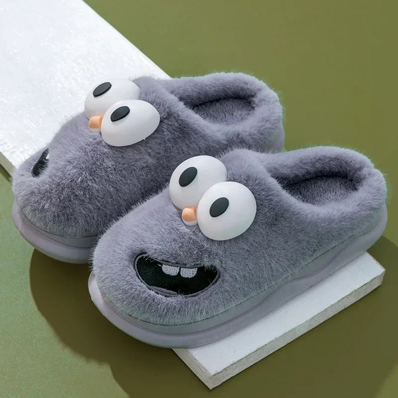 Funny Cartoon Winter Slippers - Men's Platform Slides