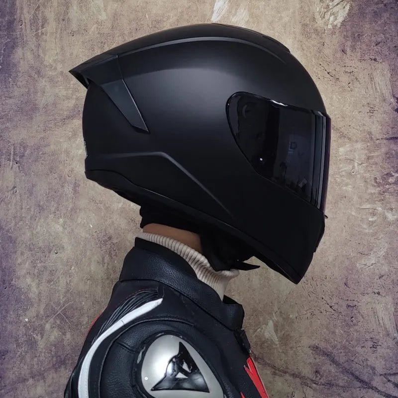 Full Face Racing Motorcycle Helmet - Winter Warm Double Visor