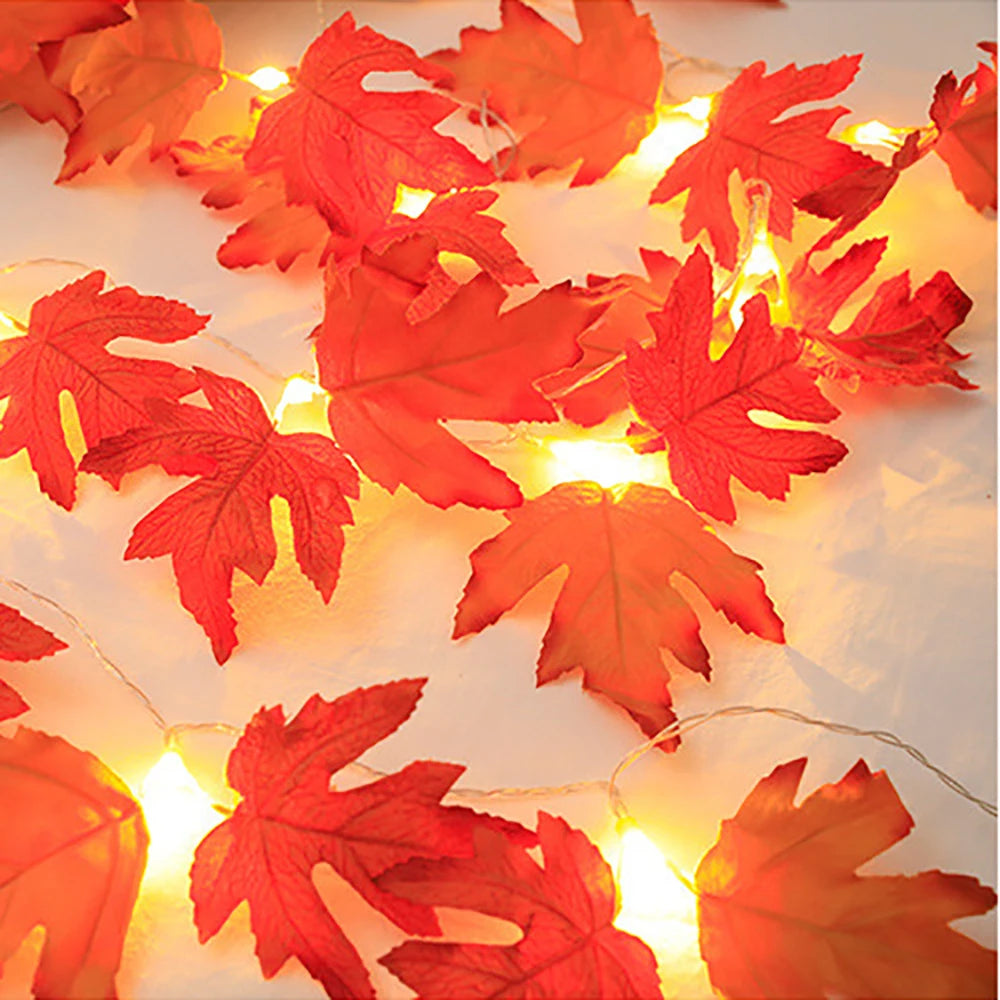 Halloween LED Maple Leaf Lights - Artificial Lantern Garland