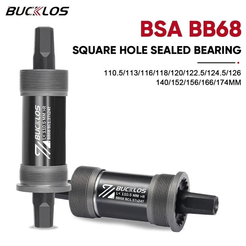 Bucklos BSA BB68 square hole sealed bearing with product details on a white background
