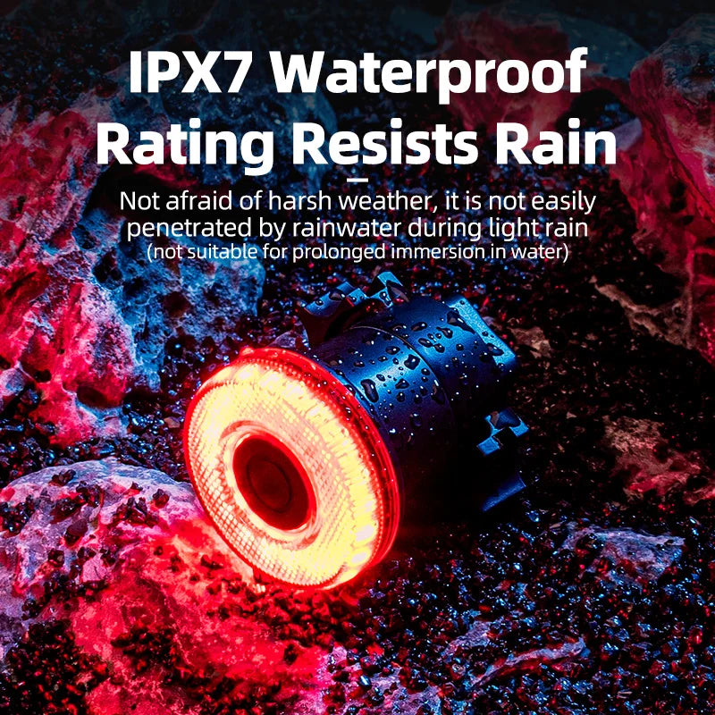 Smart Bike Tail Light - IPX6 Waterproof Type C Rechargeable