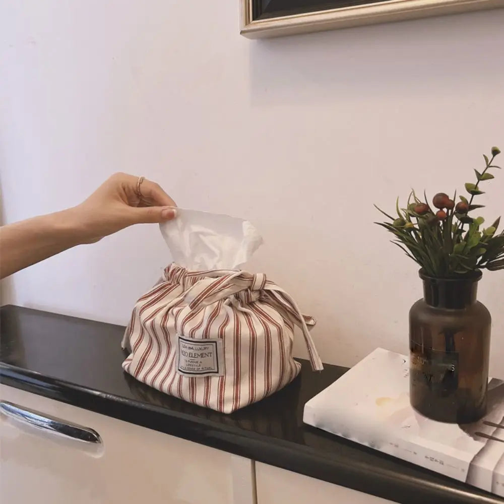 Cotton Drawstring Tissue Bag - Korean Style Storage