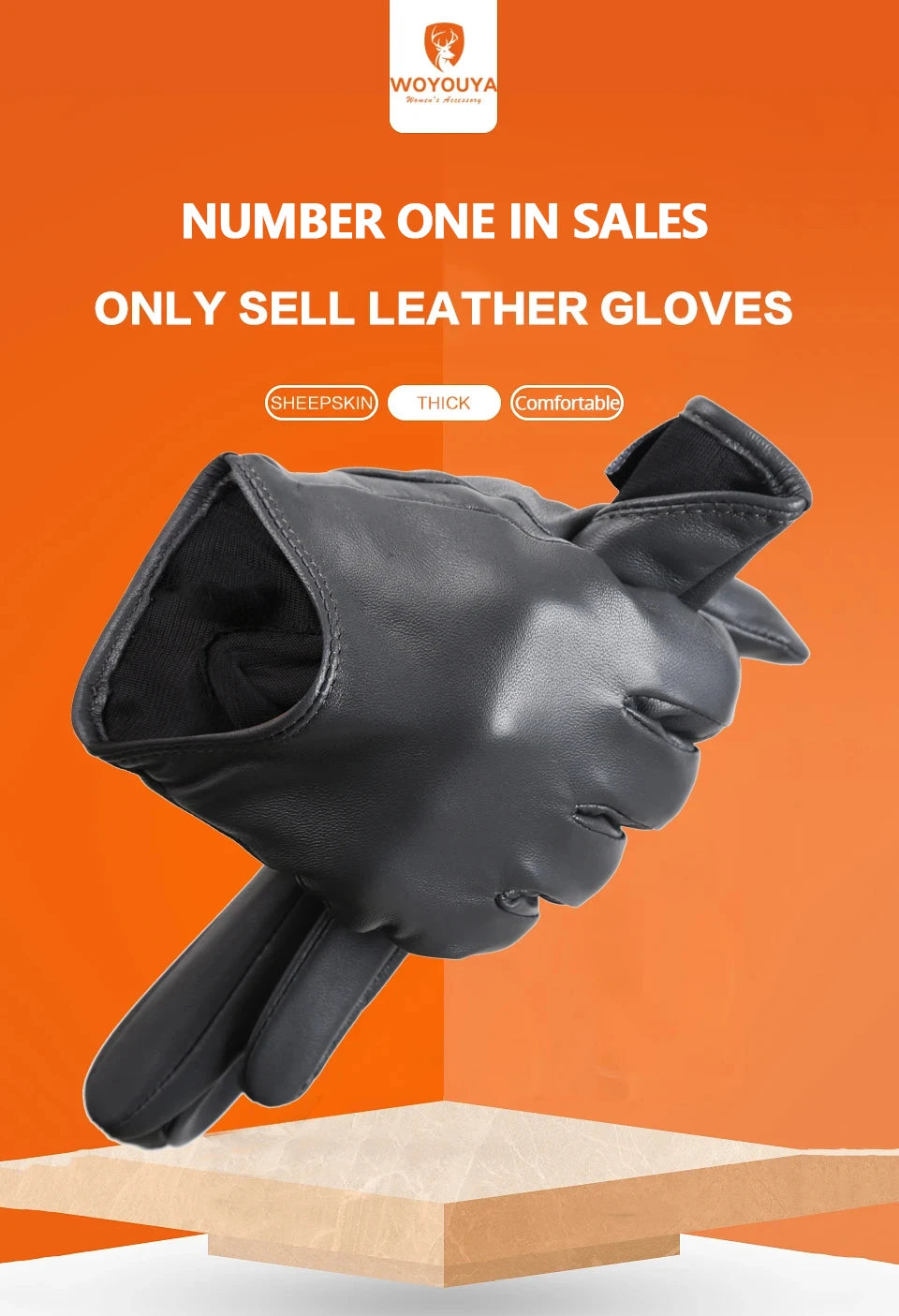 Guantes de cuero de moda para mujer: mitones cálidos de invierno