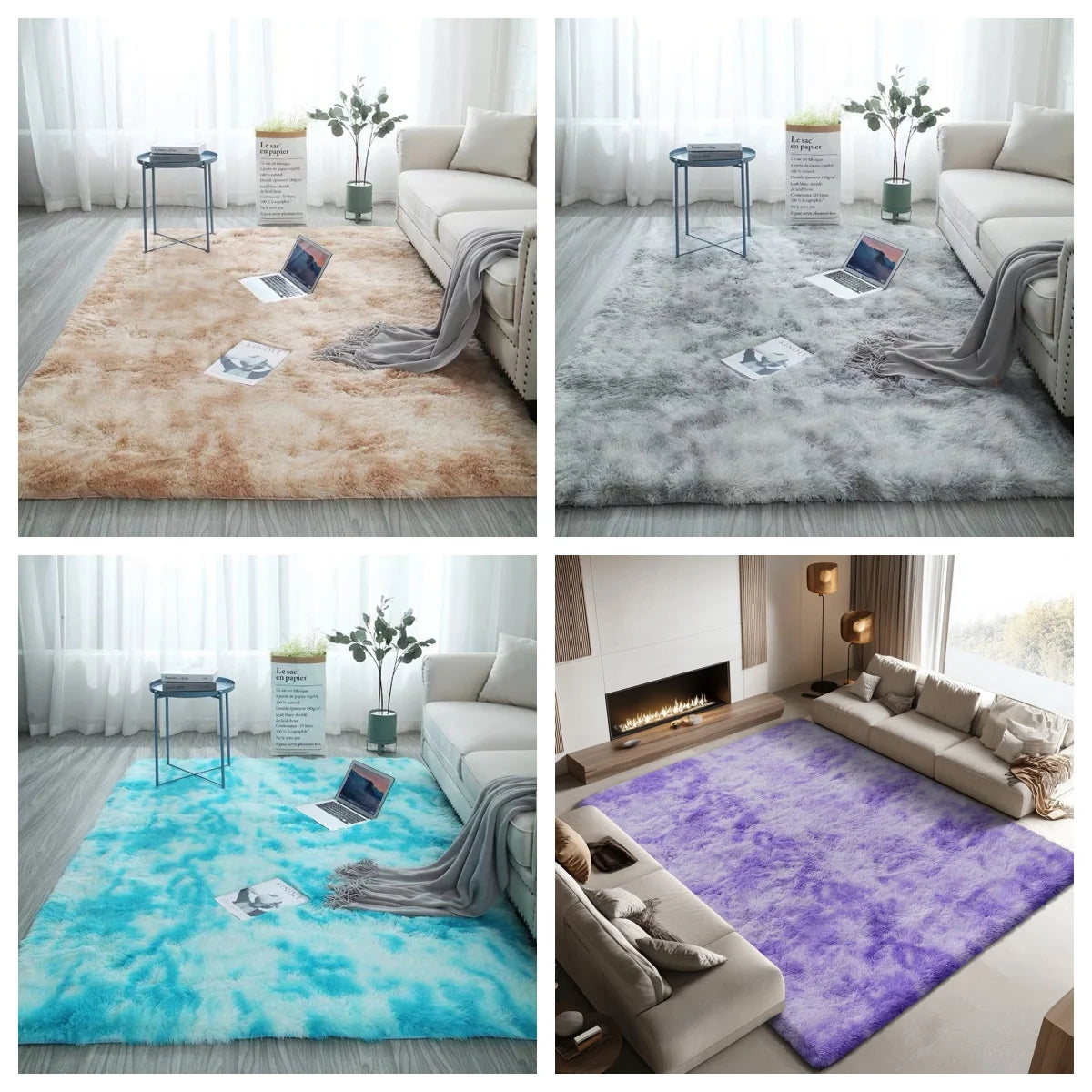Tie-Dye Fluffy Carpets - Warm Plush Floor Mats for Kids