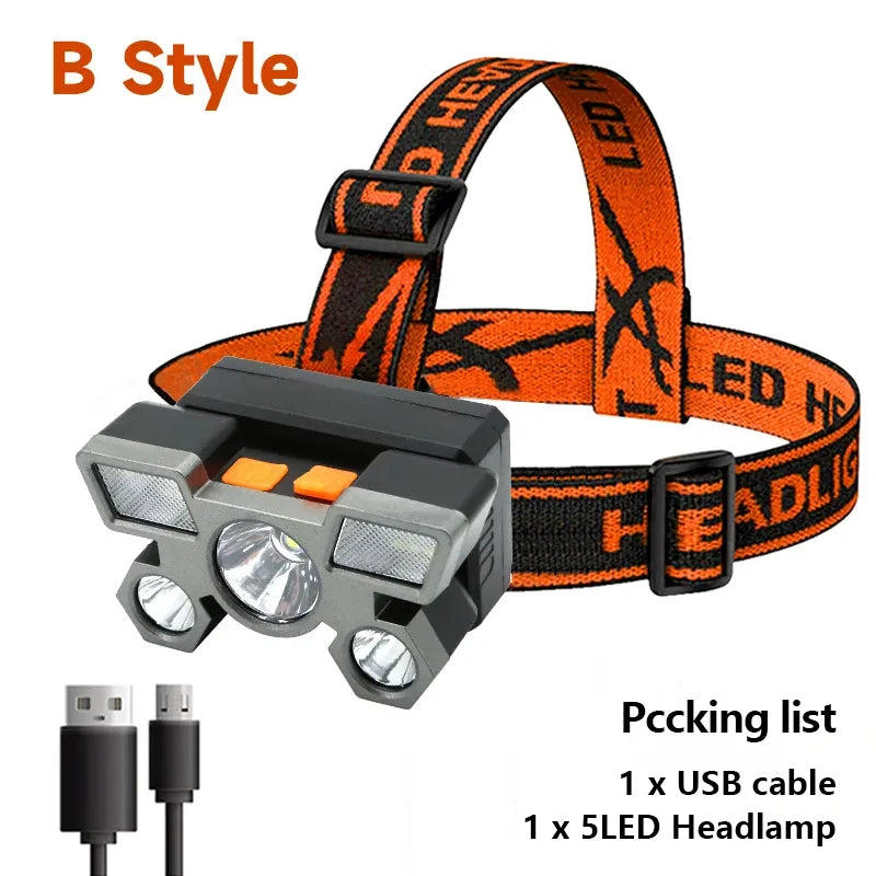 5 LED Rechargeable Headlamp - Hands-Free Adventure Light