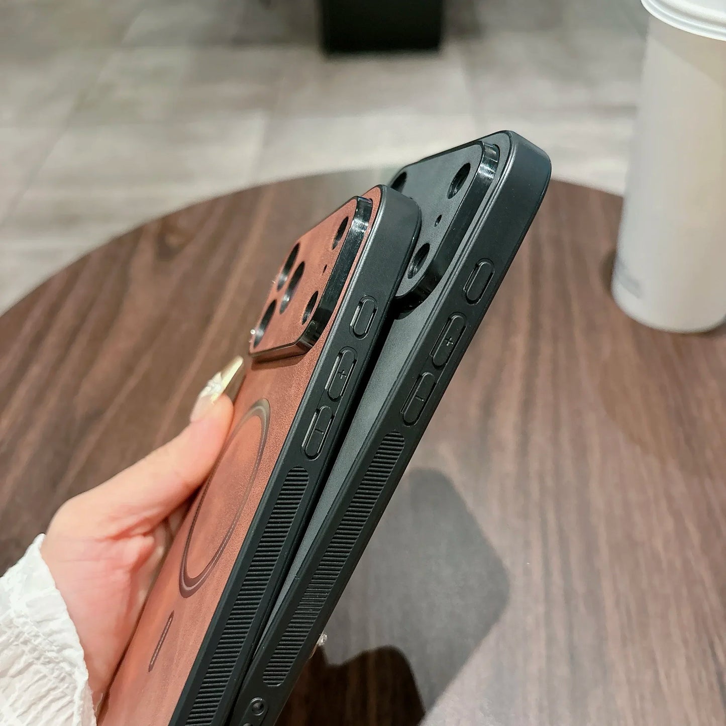 Magnetic Leather iPhone Case - All-Round Camera Protection