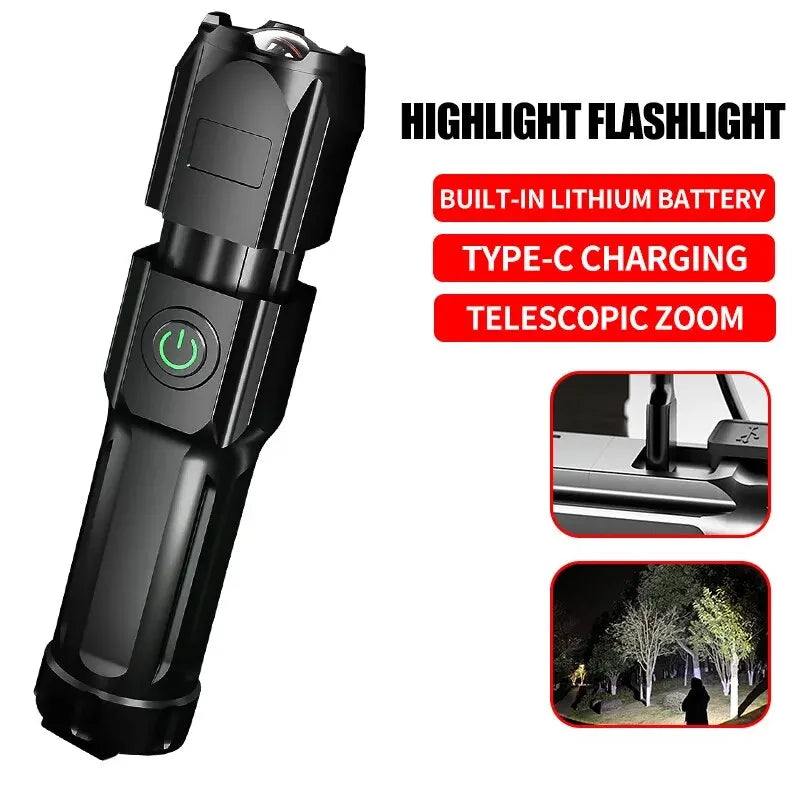 Tactical LED Flashlight - Rechargeable 100000 Lumen