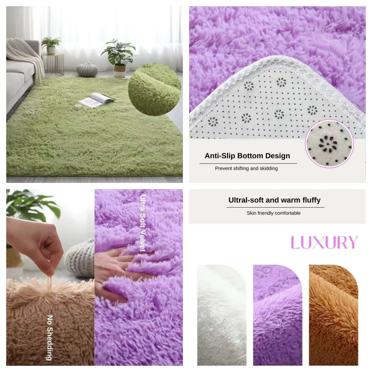 Tie-Dye Fluffy Carpets - Warm Plush Floor Mats for Kids