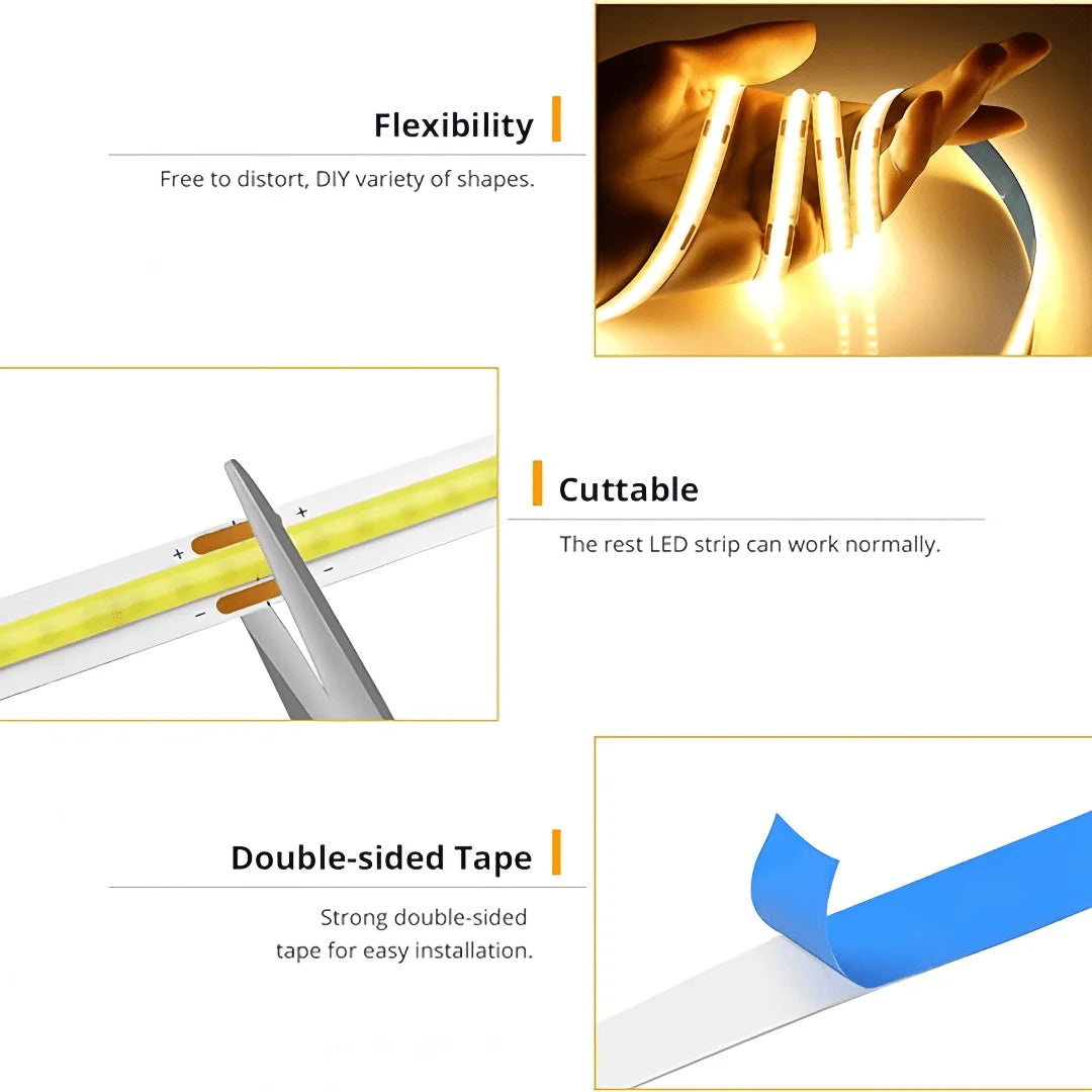 COB LED Strip Touch Dimmer - 5V USB Flexible Light Tape