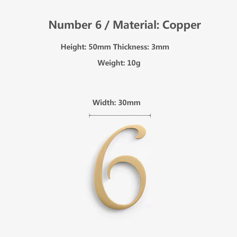 Nordic Retro Brass Address Numbers - Antique Copper House Number Signs