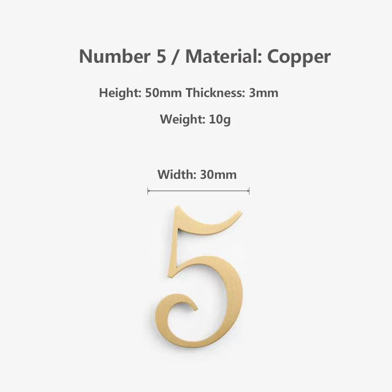 Nordic Retro Brass Address Numbers - Antique Copper House Number Signs