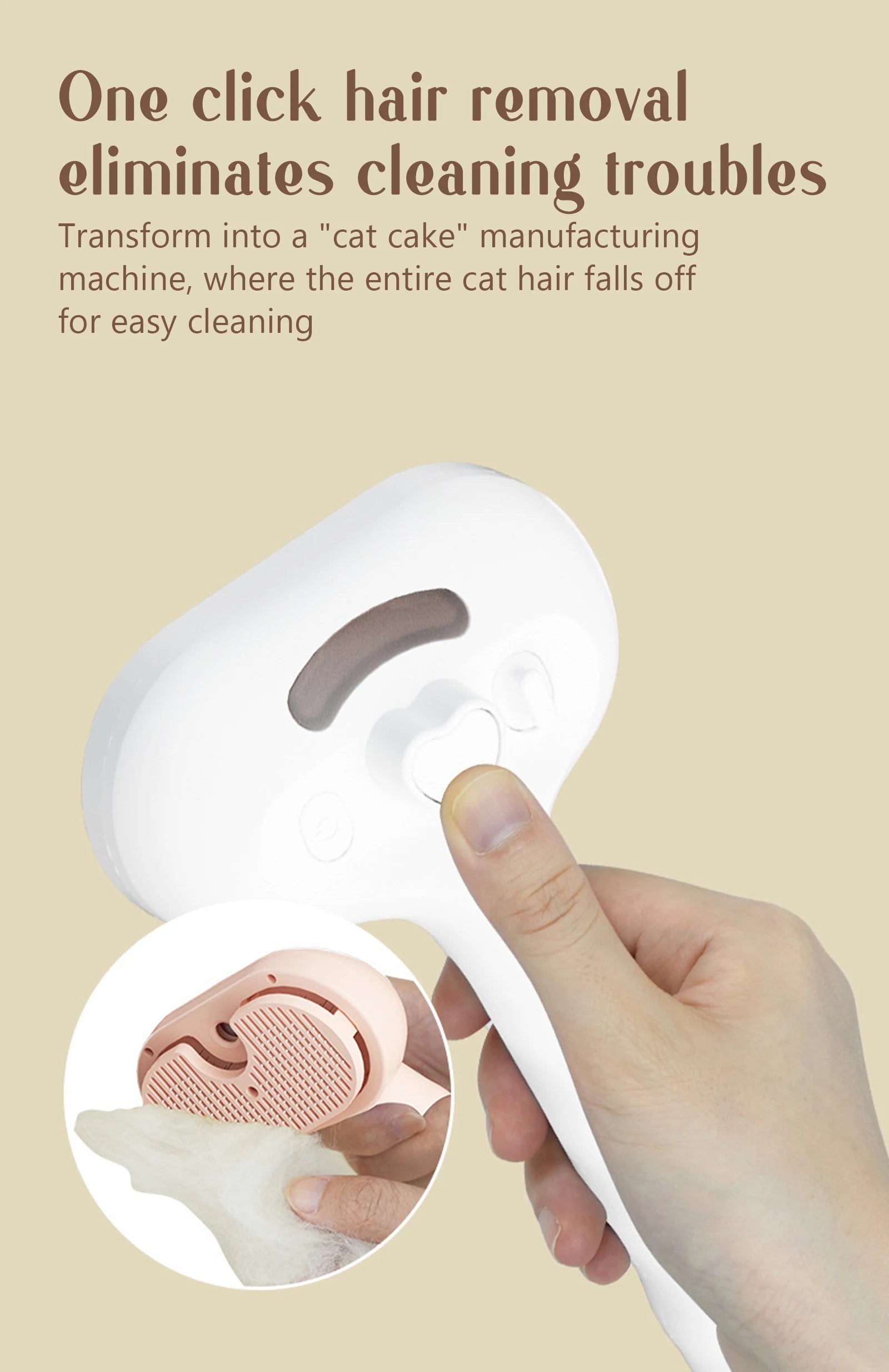Steam Massage Pet Brush - Safe Round Head with Spray Hair Removal - Bascora