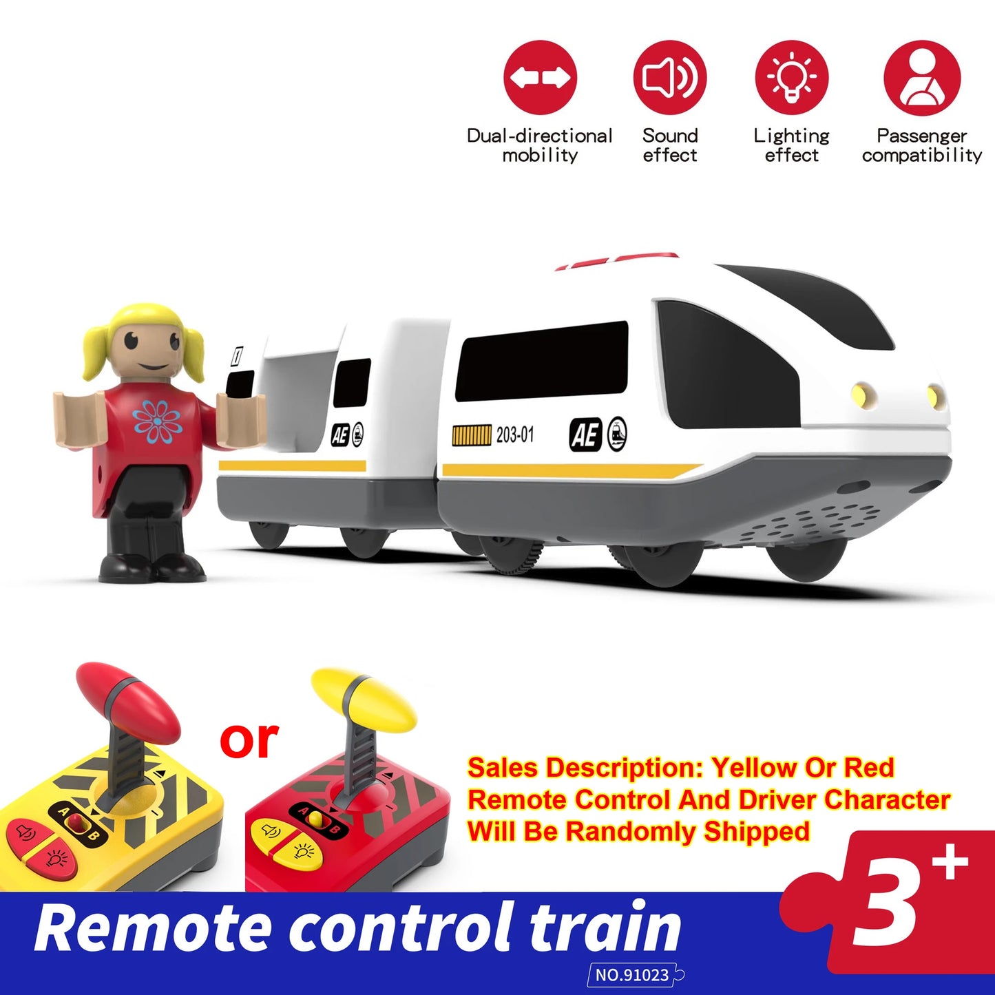 Remote Control Electric Train Toy - Wooden Track Compatible Set