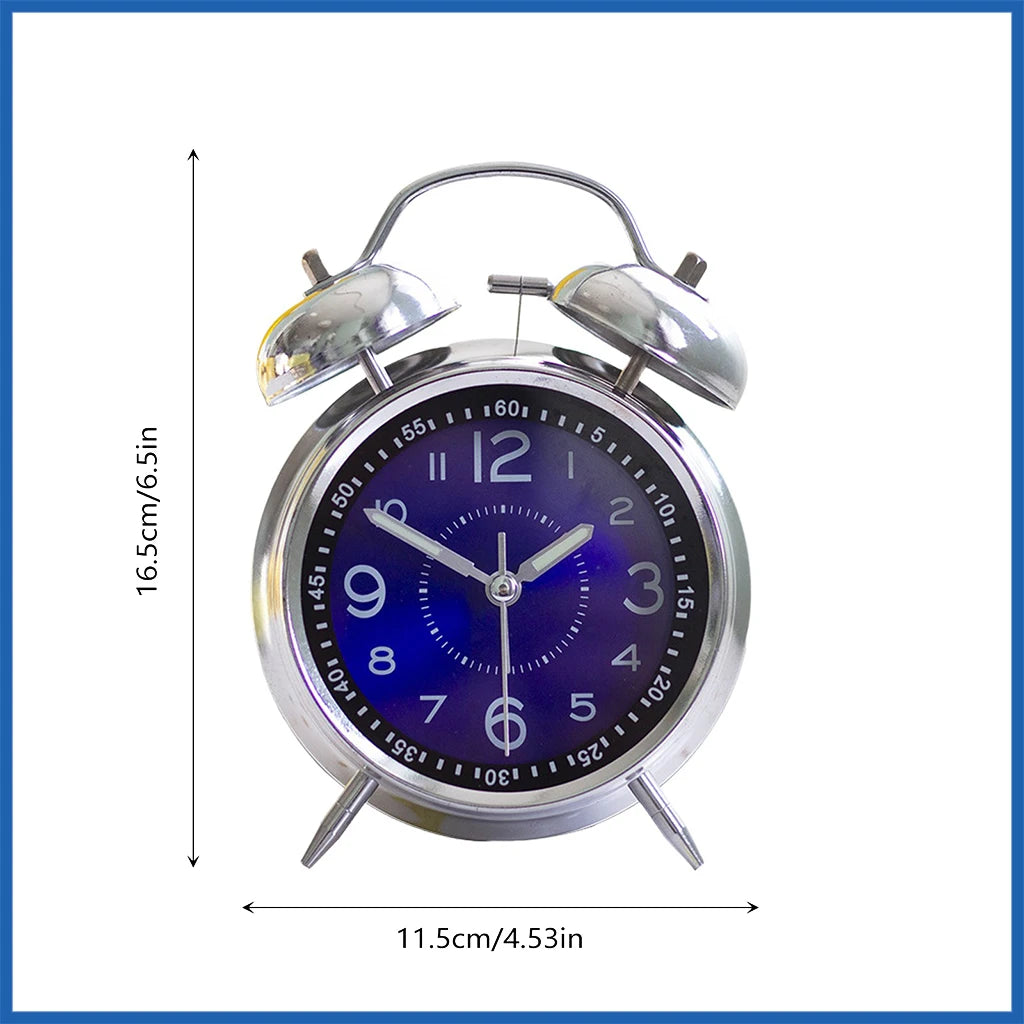 Classic Twin Bell Alarm Clock - Loud Metal Desk Clock