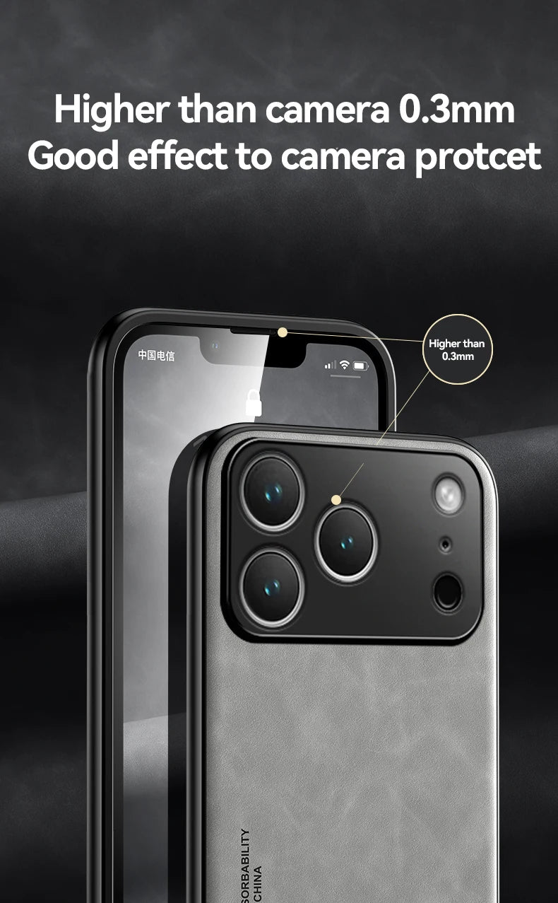Luxury Leather iPhone Case - Magnetic Car Holder Compatible
