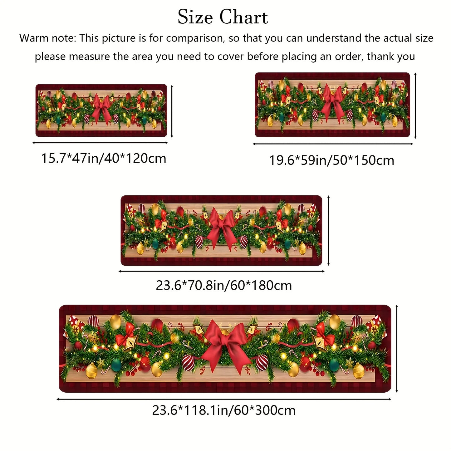 Christmas Ring Runner Mat - Rustic Farmhouse Decorative Rug