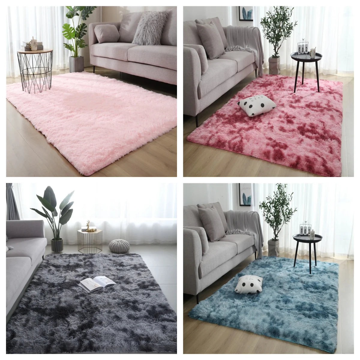Tie-Dye Fluffy Carpets - Warm Plush Floor Mats for Kids