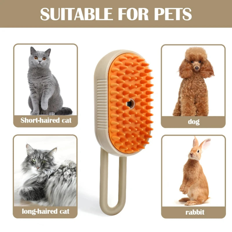 Cepillo de vapor 3 en 1 para gatos: herramienta de aseo, masaje y depilación