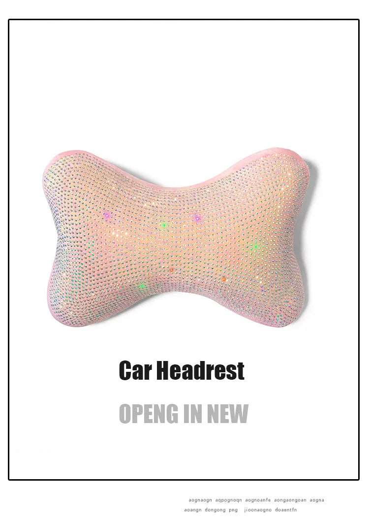 Crystal Diamond Car Seat Covers - Pink Plush Set