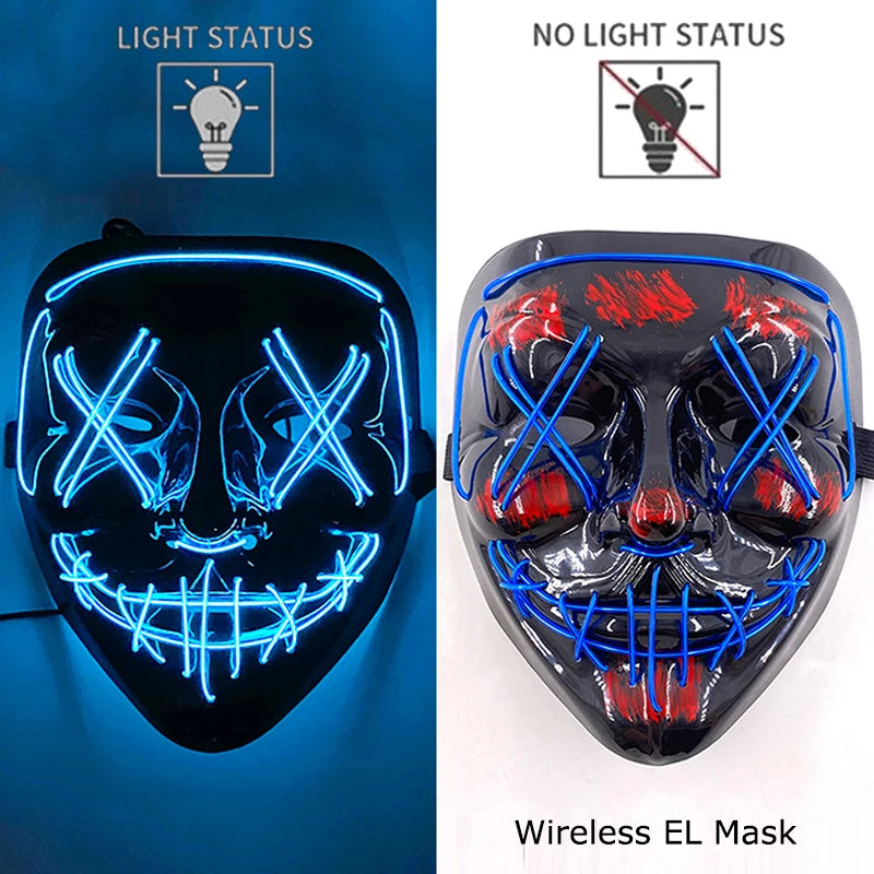 Wireless Neon LED Purge Mask - Glow in Dark Halloween Mask