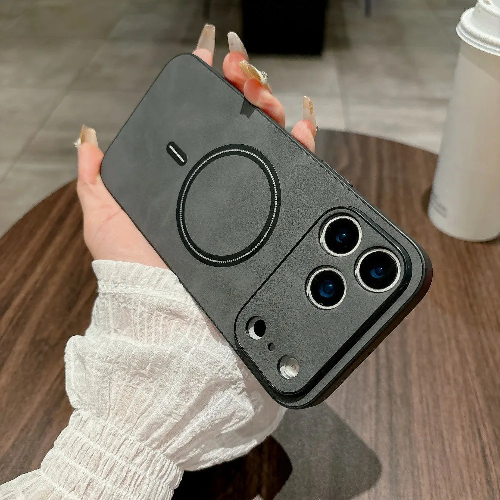 Magnetic Leather iPhone Case - All-Round Camera Protection