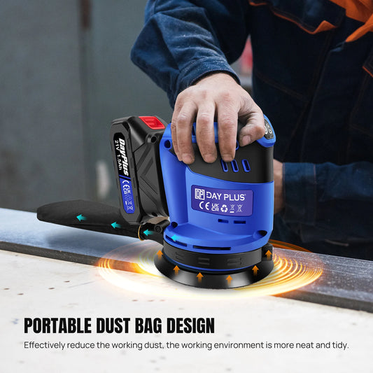21V Cordless Orbital Sander with Battery & Charger