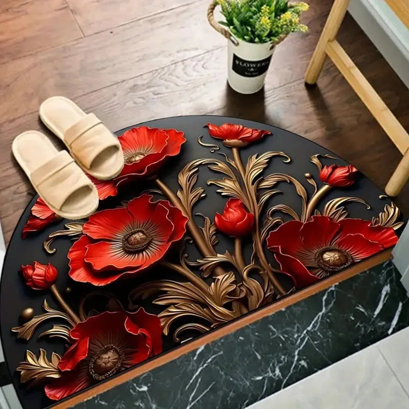 Crystal Velvet Boho Half Round Carpet - Non-Slip Door Rug