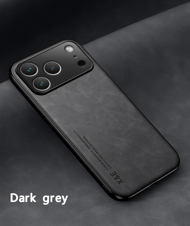 Luxury Leather iPhone Case - Magnetic Car Holder Compatible