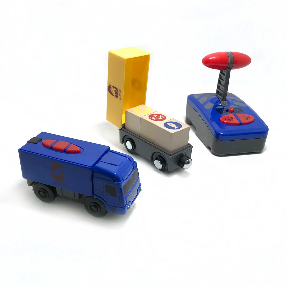 Remote Control Electric Train Toy - Wooden Track Compatible Set