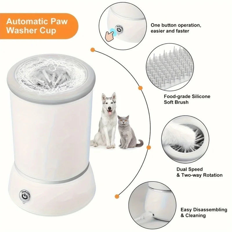 Limpiador de patas eléctrico para mascotas: lavapatas automático para perros y gatos