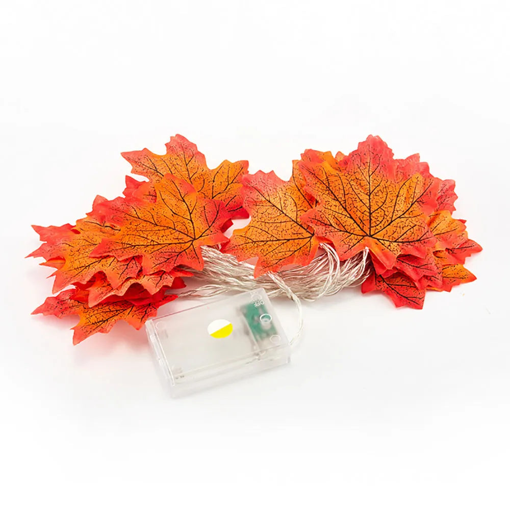 Halloween LED Maple Leaf Lights - Artificial Lantern Garland