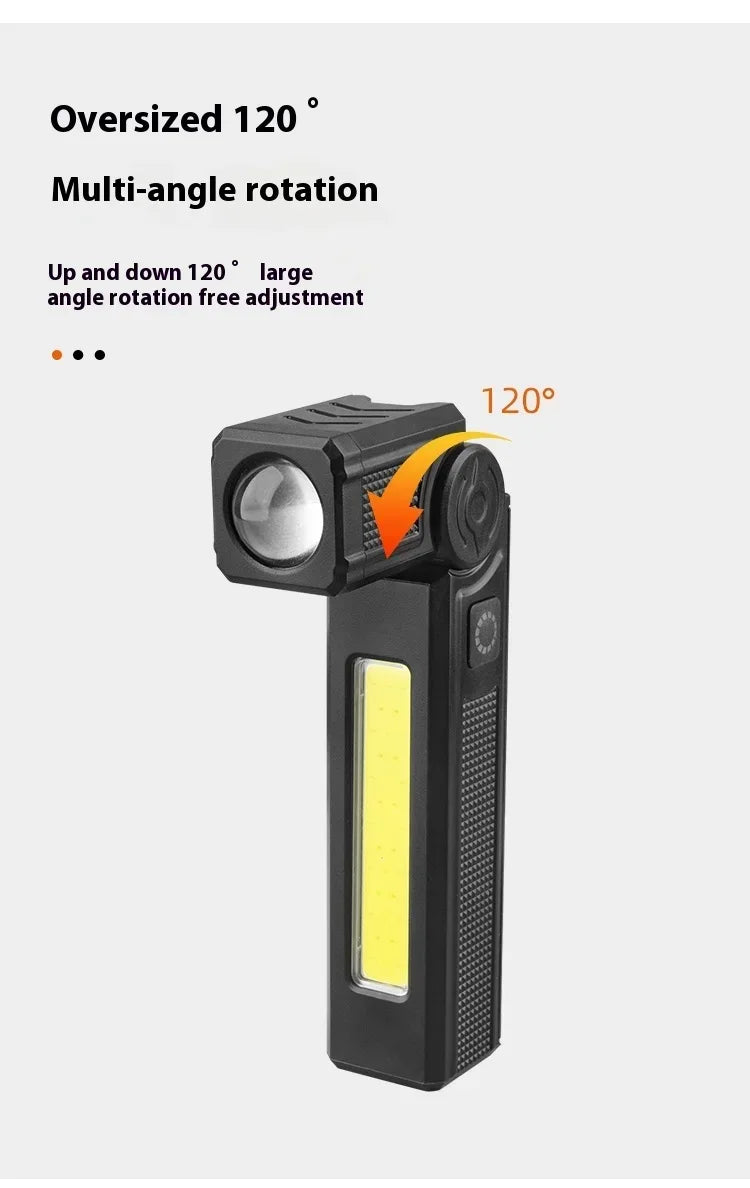 Lampe de travail magnétique à LED COB - Lampe de poche étanche rechargeable par USB