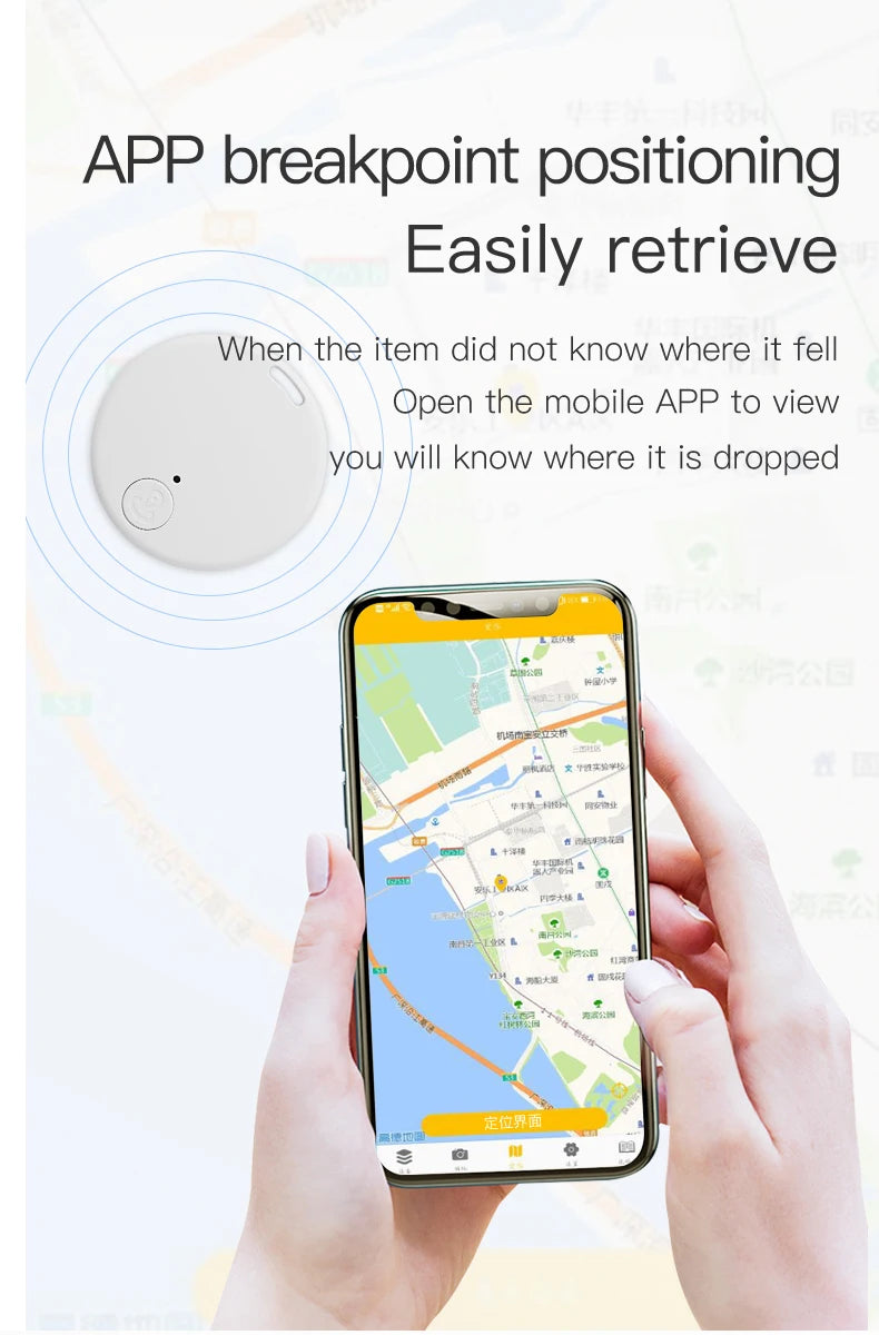 Mini porte-clés avec alarme et localisateur GPS - Étiquette intelligente pour animaux et clés