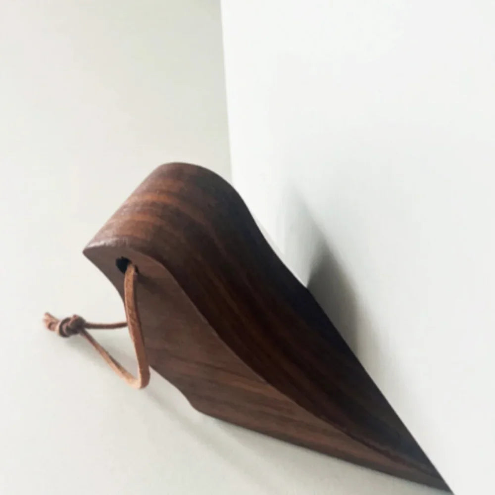 Wooden Bird Door Stopper - Handmade Decorative Door Wedge with Leather Cord